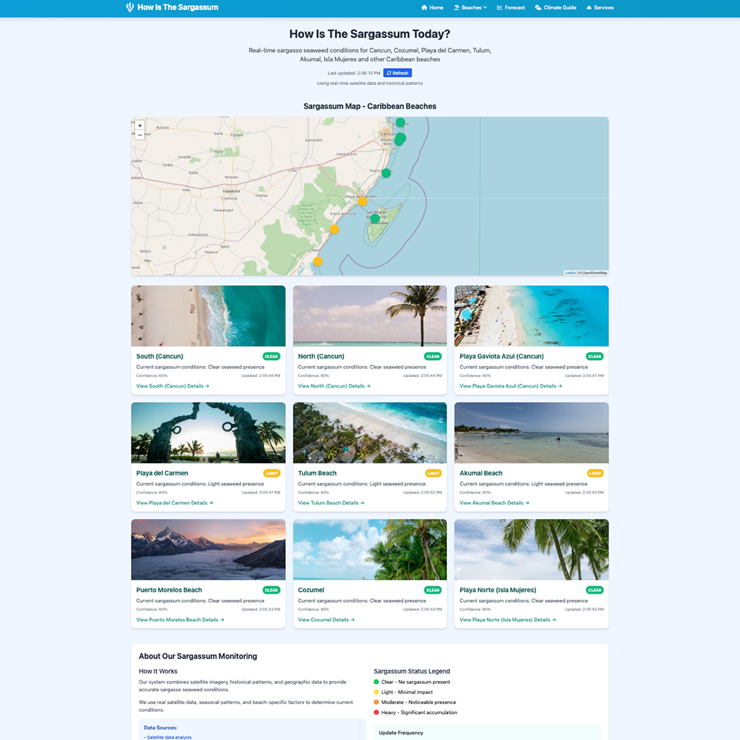 How Is The Sargassum mobile view showing map interface